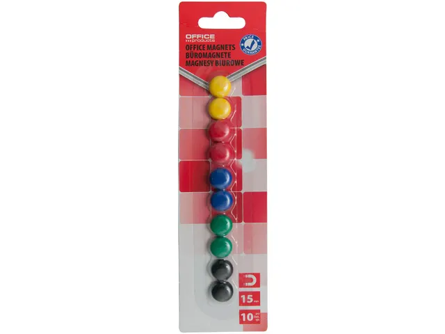 Aimants, 15 Mm, Couleurs Assorties, Blister De 10 Pièces