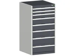 ladekast HxBxD 1200x650x650mm 8laden romp RAL7035 front RAL7016