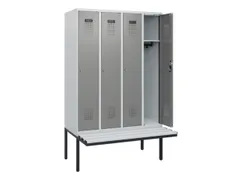 locker met bank,HxBxD 1950x1200x815mm,4vak,vak B 300mm,cilinderslot