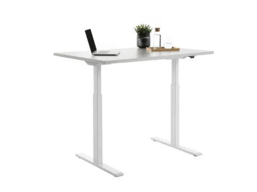 Elektrisch ihv bureau,HxBxD 700-1200x1200x800mm,blad grijs,T-voet wit