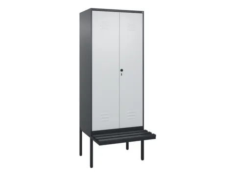 PBM-locker met bank,HxBxD 2120x800x815mm,2vak,vak B 400mm,draaigrendel