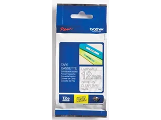 TZe tape voor P-Touch 12 mm, wit op transparant - 3