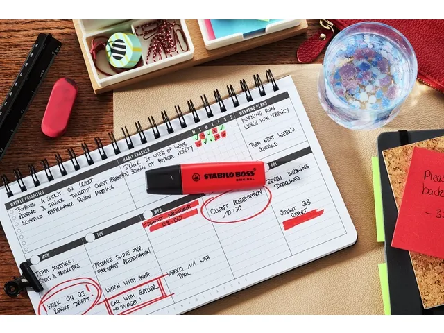 Markeerstift STABILO Boss 70/48 echt rood 15 stuks