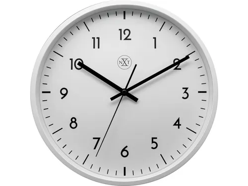 wandklok NXT 30cm kunststof wit, witte wijzerplaat cijferaanduiding