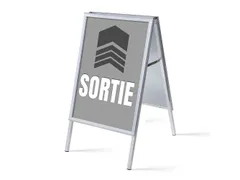 Stoepbord A1 complete set met print "SORTIE" Grijs