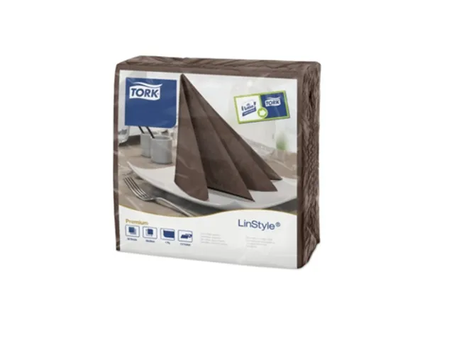 Linstyle Dinnerservet 39x39cm cocoa 1/4 vouw, ds 600 stk (12x5