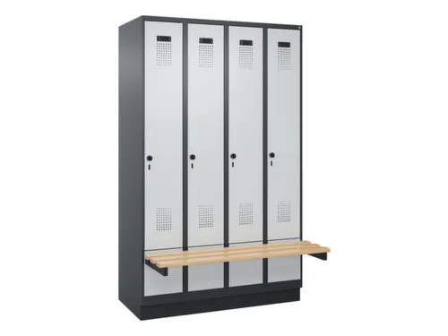 locker met bank,HxBxD 1950x1200x815mm,4vak,vak B 300mm,draaigrendel