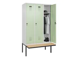 locker met bank,HxBxD 2120x1200x815mm,3vak,vak B 400mm,draaigrendel