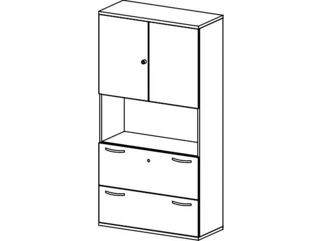 kantoorkast,HxBxD 1920x1000x430mm,decor romp wit,decor front esdoorn