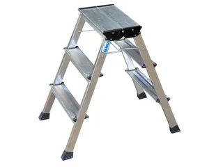 Verrijdbaar Vouwtrapje Aluminium 2x3treden 4 Geveerde Wielen Alumin - 3