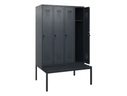 locker met bank,HxBxD 1950x1200x815mm,4vak,vak B 300mm,draaigrendel