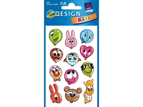 papieretiket Z-design Kids pakje a 2 vel ballongezichtjes