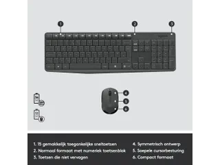 Logitech MK235 toetsenbord Inclusief muis USB QWERTZ Duits Grijs - 11
