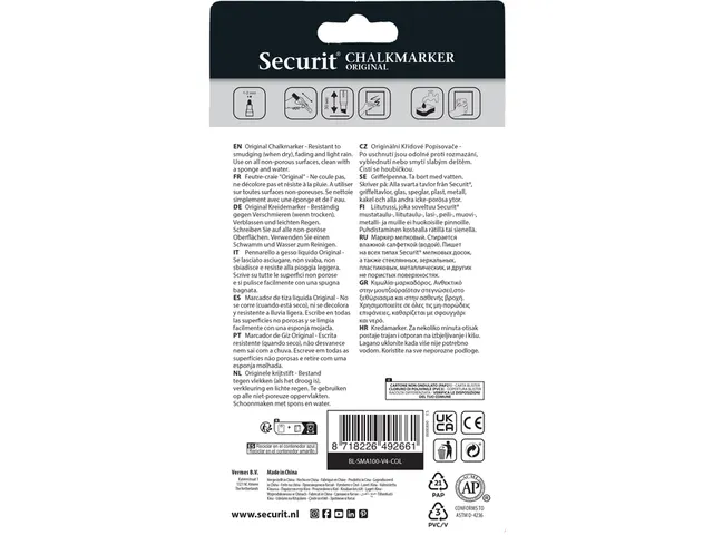 Krijtstift Securit Sma-100 Rond Assorti 1-2mm Blister à 4st