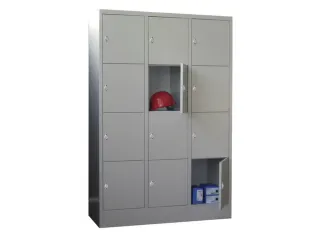 lockerkast,HxBxD 1850x1200x500mm,3x4vakken,RAL7035,front RAL7016 - 1