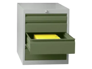 ladekast 600x500x600mm 4laden cilinderslot RAL7035 front RAL6011 - 1
