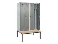 locker met bank,voor scheiding van kleding,HxBxD 2120x1200x815mm,4vak