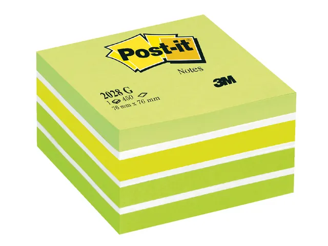 Memoblok 3M Post-it 2028 76x76mm kubus pastel groen