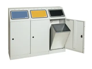 Afvalverzamelstation 3x45 Liter Romp Ral 7035 Ral 5010/ral7016/ral1003 - 1