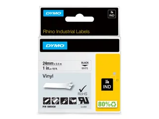 Lettertape Dymo 1805430 Rhino Vinyl 24mmx5.5m zwart op wit - 3