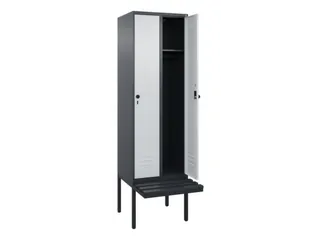 locker met bank,HxBxD 2120x600x815mm,2vak,vak B 300mm,draaigrendel - 2