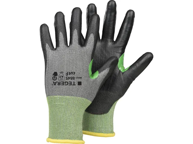 Tegera 8845 snijbestendige handschoenen, zwart/groen/grijs, maat 9, pe