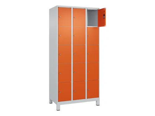 lockerkast,HxBxD 1950x900x500mm,3x5vakken,vak B 300mm,cil.-slot,voeten