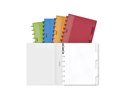 Schrift Adoc A5 ruit 4x8mm 144 pagina's 90gr met 5 tabbladen assorti