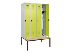 locker met bank,HxBxD 2120x1200x815mm,4vak,vak B 300mm,draaigrendel