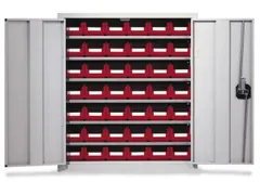 Wandkast Staalplaat 780 x 690 x 285 mm 42 Magazijnbakken Pe Ral 7035