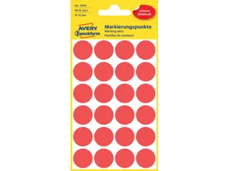 Etiket Avery Zweckform 3004 Rond Ø18mm Rood 96 Stuks - 3