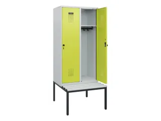 locker met bank,HxBxD 1950x800x815mm,2vak,vak B 400mm,draaigrendel - 1