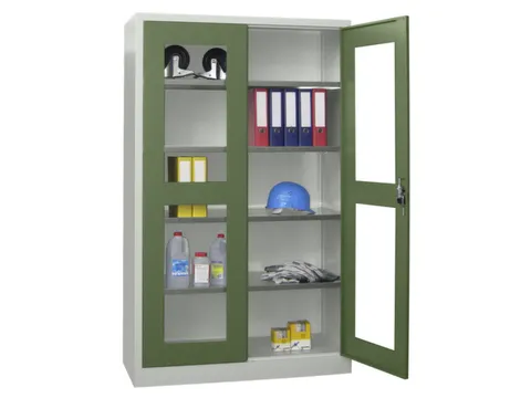 Vitrinekast Hxbxd 1950x1200x500mm Draaideuren Ral7035 Front Ral6011