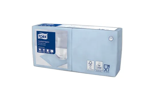 Tork 477837 Cocktailservet Advanced Lichtblauw 24x24cm