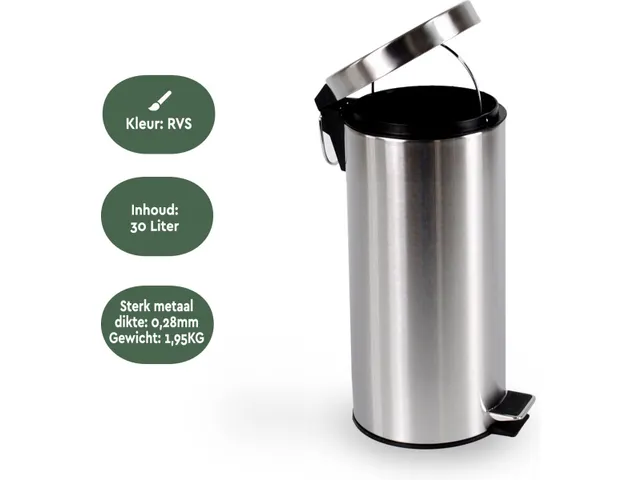 BRASQ Pedaalemmer PB130 RVS 30 liter