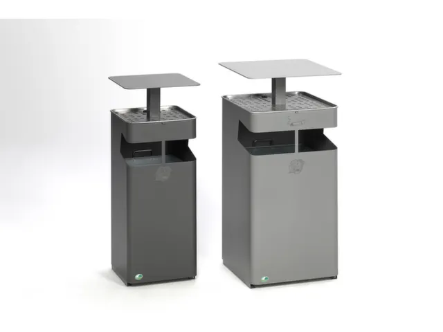 combi-asbak HxBxD 920x450x450mm afvalbak inhoud 72 liter zilverkleurig