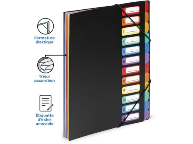 Rainbow Class sorteermap zwart A4 met 12 vakken