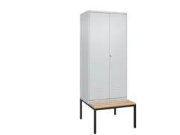 PBM-locker met bank,HxBxD 2120x800x815mm,2vak,vak B 400mm,cil.-slot