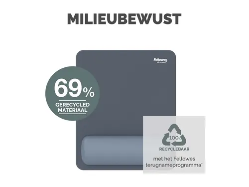 Muismat met polssteun Fellowes Breyta blauw 20x24cm