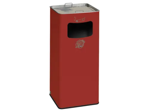 Combi-asbak Hxbxd 700X320X320Mm Vierkant Rood