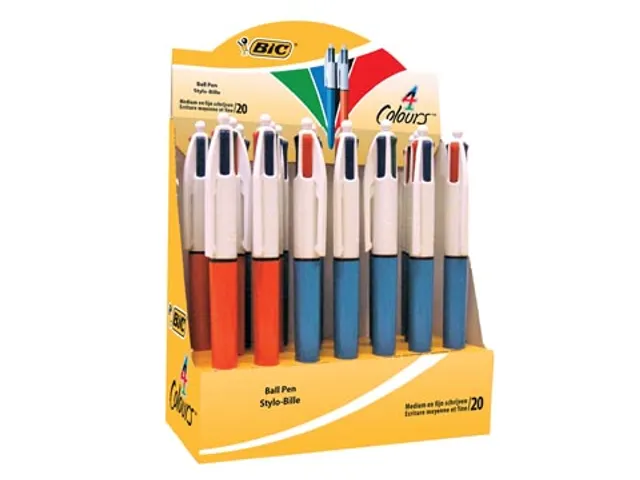 Bic 4Kleuren Balpen Fijne en Medium Punt Assorti 20 stuks
