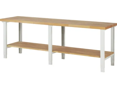 werkbank,HxBxD 790-1140x2500x700mm,beukblad,draagverm. 750kg