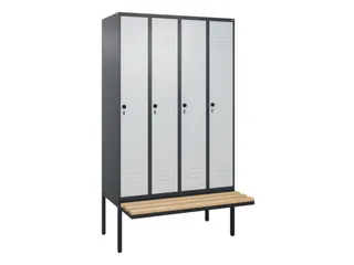 locker met bank,HxBxD 2120x1200x815mm,4vak,vak B 300mm,draaigrendel - 1