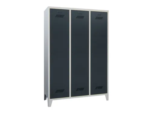 lockerkast,HxBxD 1850x1200x500mm,3vak,RAL7035,front RAL5010