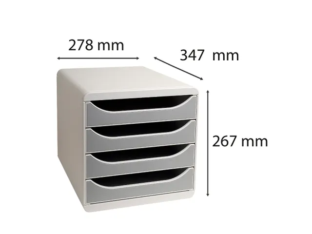Exacompta Ladenblok A4 Big-Box 4 Laden Lichtgrijs/Graniet -