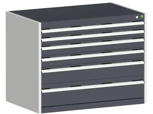 ladekast HxBxD 800x1050x650mm 6laden RAL7035 front RAL7016