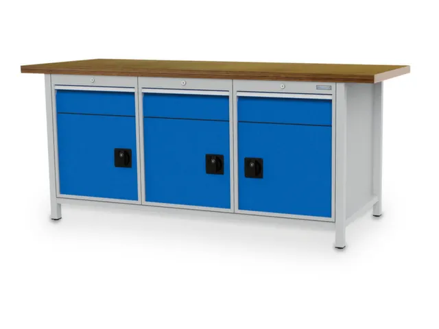 werkbank,HxBxD 860x2000x750mm,onderstel RAL5013,fronten RAL7040