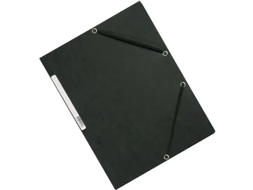 Elastomap A4 Met 3 Kleppen Karton Zwart Voor 200 Vel Pak 10 Stuks