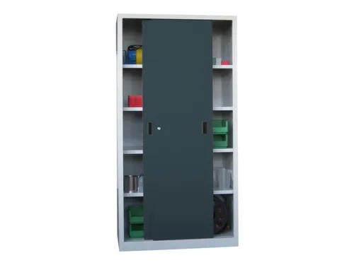 schuifdeurkast,HxBxD 1950x1000x600mm,RAL7035,front RAL7016