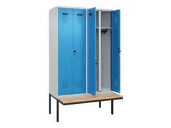 locker met bank,voor scheiding van kleding,HxBxD 2120x1200x815mm,4vak
